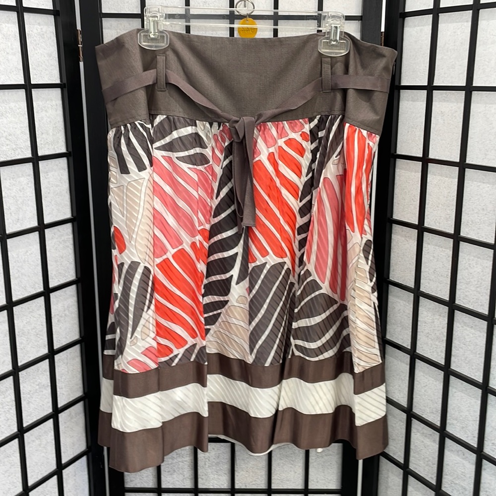 #44 Nygard Collection, Cotton/Silk Blend Skirt, Gray, Taupe, Coral, White
